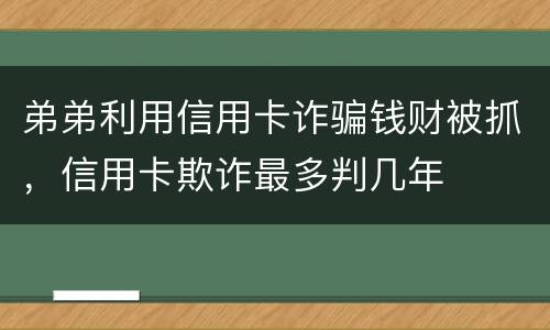 弟弟利用信用卡诈骗钱财被抓，信用卡欺诈最多判几年
