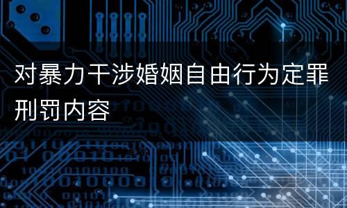 对暴力干涉婚姻自由行为定罪刑罚内容