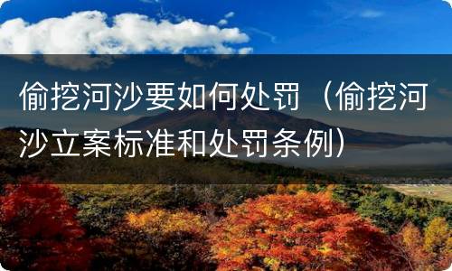 偷挖河沙要如何处罚（偷挖河沙立案标准和处罚条例）