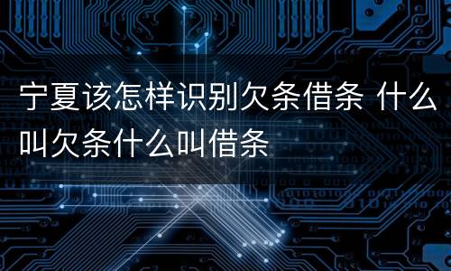 宁夏该怎样识别欠条借条 什么叫欠条什么叫借条