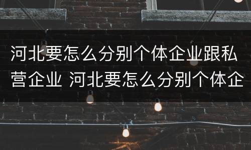 河北要怎么分别个体企业跟私营企业 河北要怎么分别个体企业跟私营企业呢