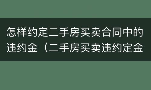 怎样约定二手房买卖合同中的违约金（二手房买卖违约定金和违约条款）