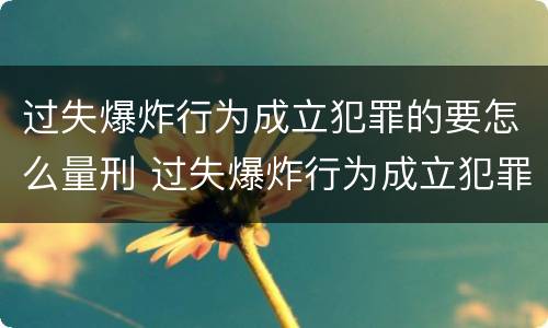 过失爆炸行为成立犯罪的要怎么量刑 过失爆炸行为成立犯罪的要怎么量刑呢