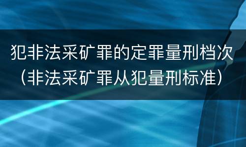 犯非法采矿罪的定罪量刑档次（非法采矿罪从犯量刑标准）