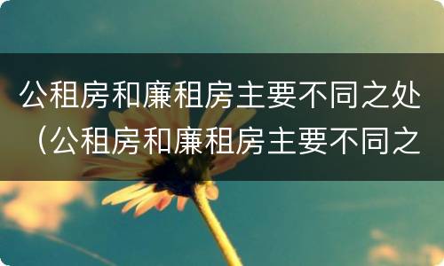 公租房和廉租房主要不同之处（公租房和廉租房主要不同之处有哪些）