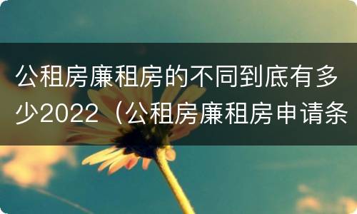 公租房廉租房的不同到底有多少2022（公租房廉租房申请条件2020）