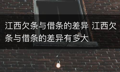 江西欠条与借条的差异 江西欠条与借条的差异有多大