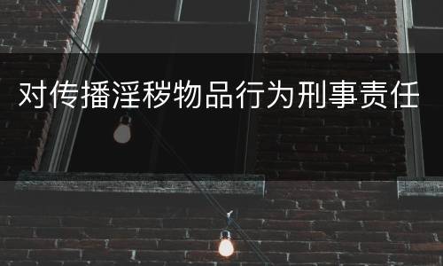 对传播淫秽物品行为刑事责任