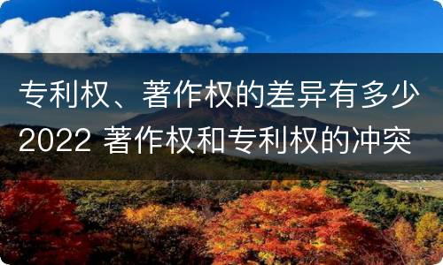 专利权、著作权的差异有多少2022 著作权和专利权的冲突