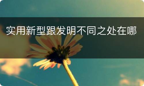 实用新型跟发明不同之处在哪