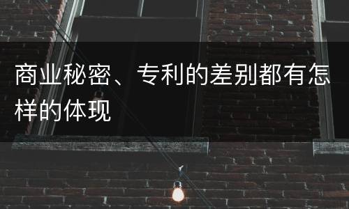 商业秘密、专利的差别都有怎样的体现