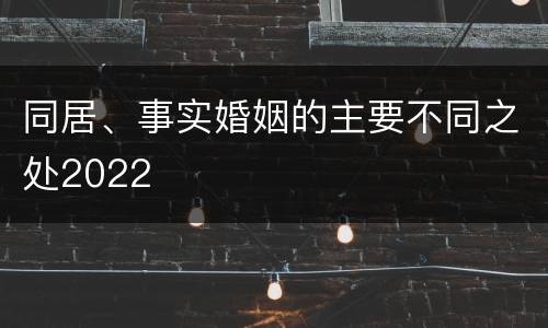 同居、事实婚姻的主要不同之处2022