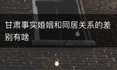 甘肃事实婚姻和同居关系的差别有啥