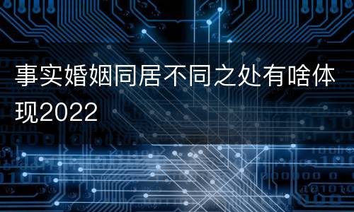 事实婚姻同居不同之处有啥体现2022