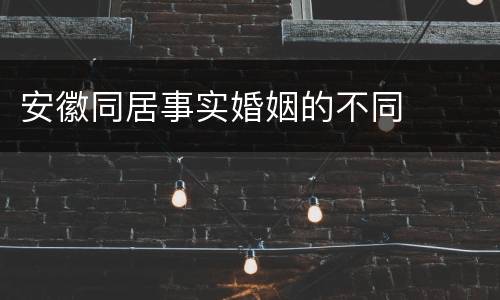 安徽同居事实婚姻的不同