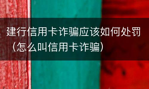 建行信用卡诈骗应该如何处罚（怎么叫信用卡诈骗）