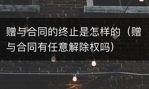 赠与合同的终止是怎样的（赠与合同有任意解除权吗）