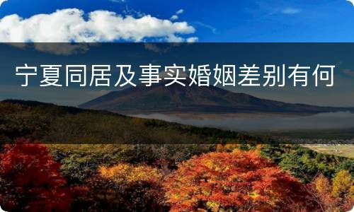 宁夏同居及事实婚姻差别有何