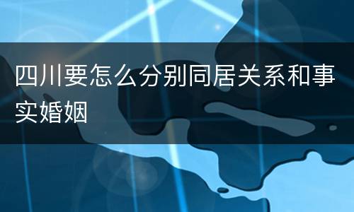 四川要怎么分别同居关系和事实婚姻