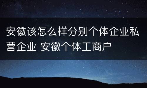 安徽该怎么样分别个体企业私营企业 安徽个体工商户