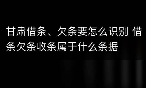 甘肃借条、欠条要怎么识别 借条欠条收条属于什么条据