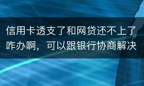 信用卡透支了和网贷还不上了咋办啊，可以跟银行协商解决吗