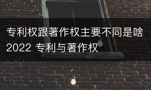 专利权跟著作权主要不同是啥2022 专利与著作权