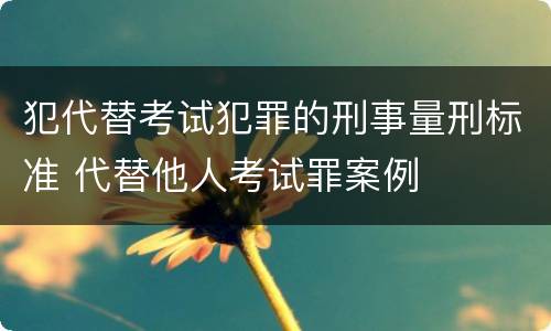 犯代替考试犯罪的刑事量刑标准 代替他人考试罪案例