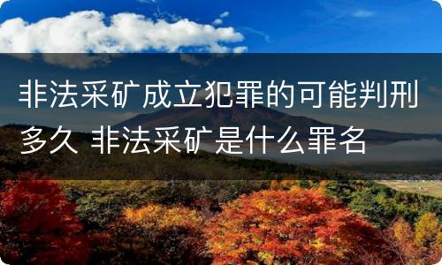 非法采矿成立犯罪的可能判刑多久 非法采矿是什么罪名
