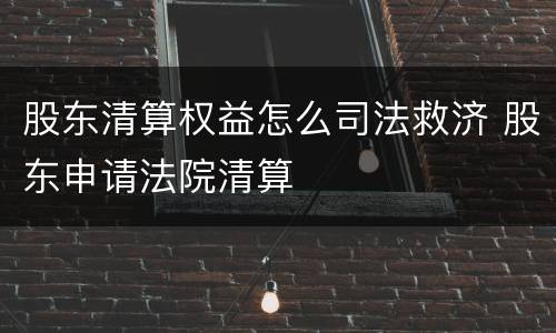 股东清算权益怎么司法救济 股东申请法院清算