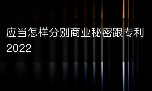 应当怎样分别商业秘密跟专利2022