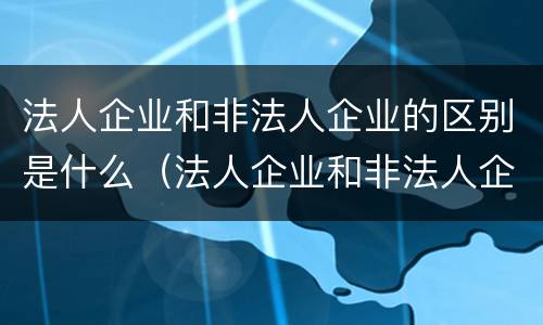 法人企业和非法人企业的区别是什么（法人企业和非法人企业的区别是什么意思）