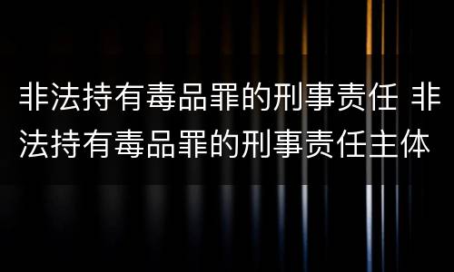 非法持有毒品罪的刑事责任 非法持有毒品罪的刑事责任主体
