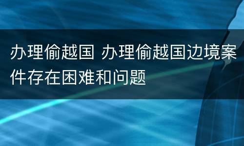 办理偷越国 办理偷越国边境案件存在困难和问题