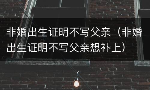 非婚出生证明不写父亲（非婚出生证明不写父亲想补上）