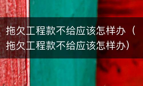 拖欠工程款不给应该怎样办（拖欠工程款不给应该怎样办）