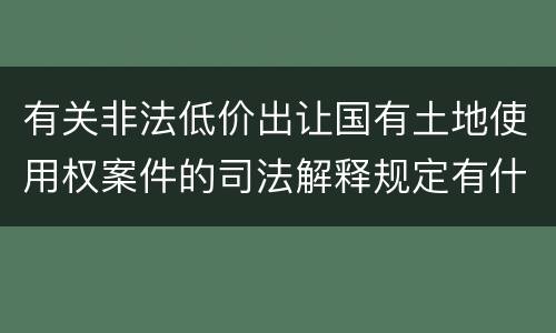 有关非法低价出让国有土地使用权案件的司法解释规定有什么主要内容