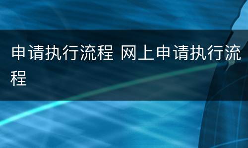 申请执行流程 网上申请执行流程