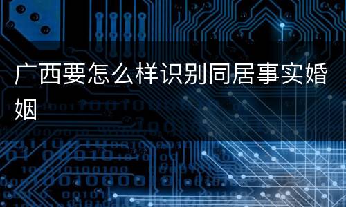 广西要怎么样识别同居事实婚姻