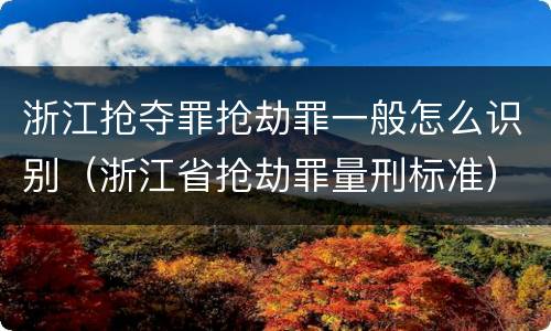 浙江抢夺罪抢劫罪一般怎么识别（浙江省抢劫罪量刑标准）