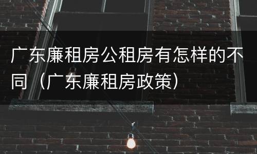 广东廉租房公租房有怎样的不同（广东廉租房政策）