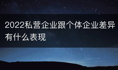 2022私营企业跟个体企业差异有什么表现
