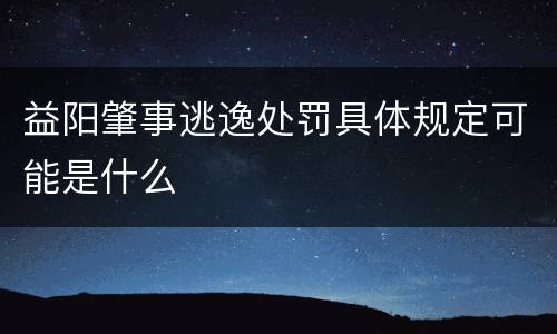 益阳肇事逃逸处罚具体规定可能是什么