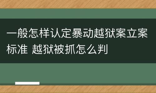 一般怎样认定暴动越狱案立案标准 越狱被抓怎么判
