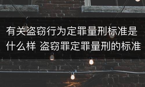 有关盗窃行为定罪量刑标准是什么样 盗窃罪定罪量刑的标准