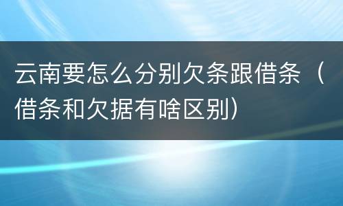 云南要怎么分别欠条跟借条（借条和欠据有啥区别）
