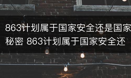 863计划属于国家安全还是国家秘密 863计划属于国家安全还是国家秘密工作