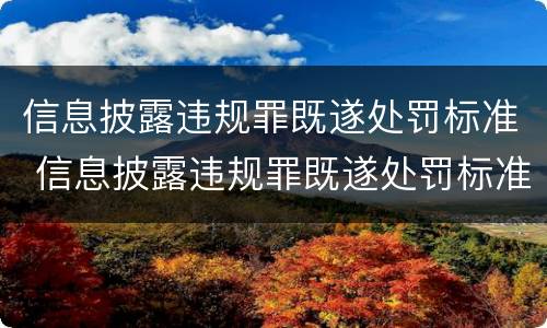 信息披露违规罪既遂处罚标准 信息披露违规罪既遂处罚标准是多少