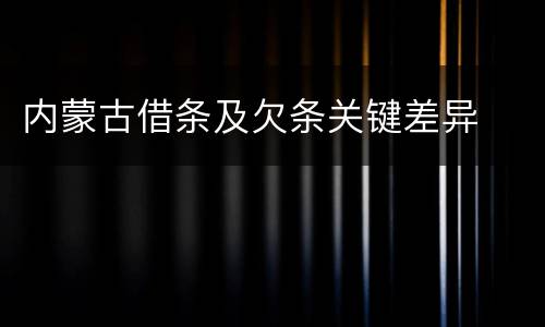 内蒙古借条及欠条关键差异