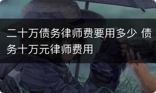 二十万债务律师费要用多少 债务十万元律师费用